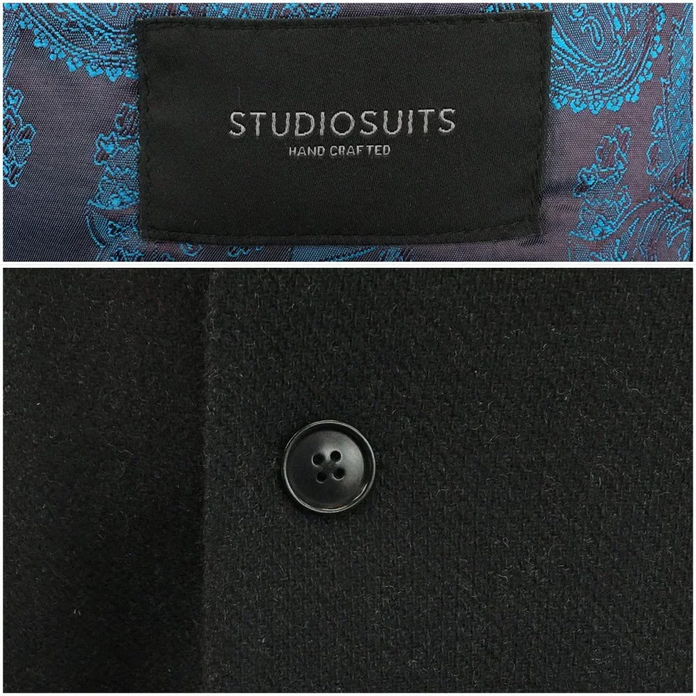 Studio Suits‎ Men's Long Coat Over Coat Wool Sports Jacket 40R Men Black Trench